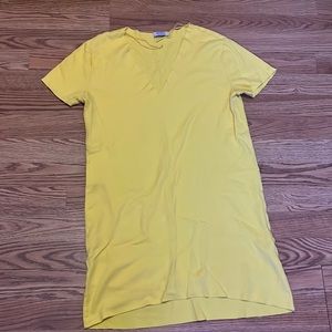 Yellow Zara shirt dress